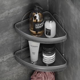 Double corner shower basket